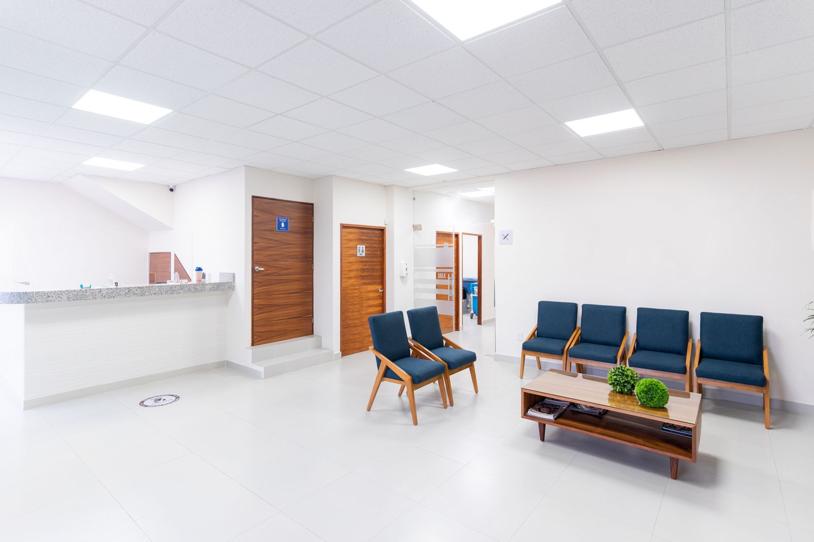 The waiting area of a modern clinic