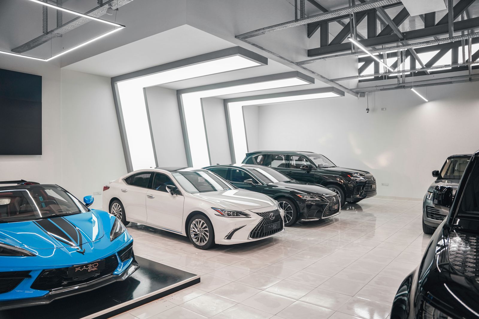 Cars on the floor of a dealership showroom