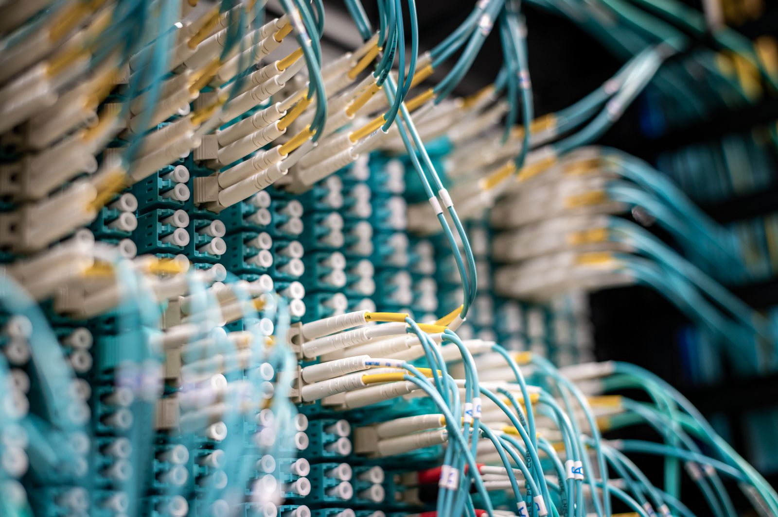 Fibre-optic cabling terminated in a patch panel